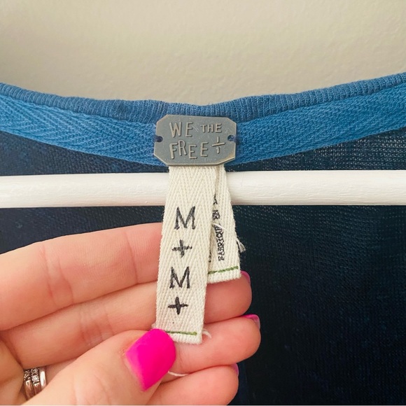 Free People Long Sleeve Top Blue Sz Medium - Picture 4 of 11